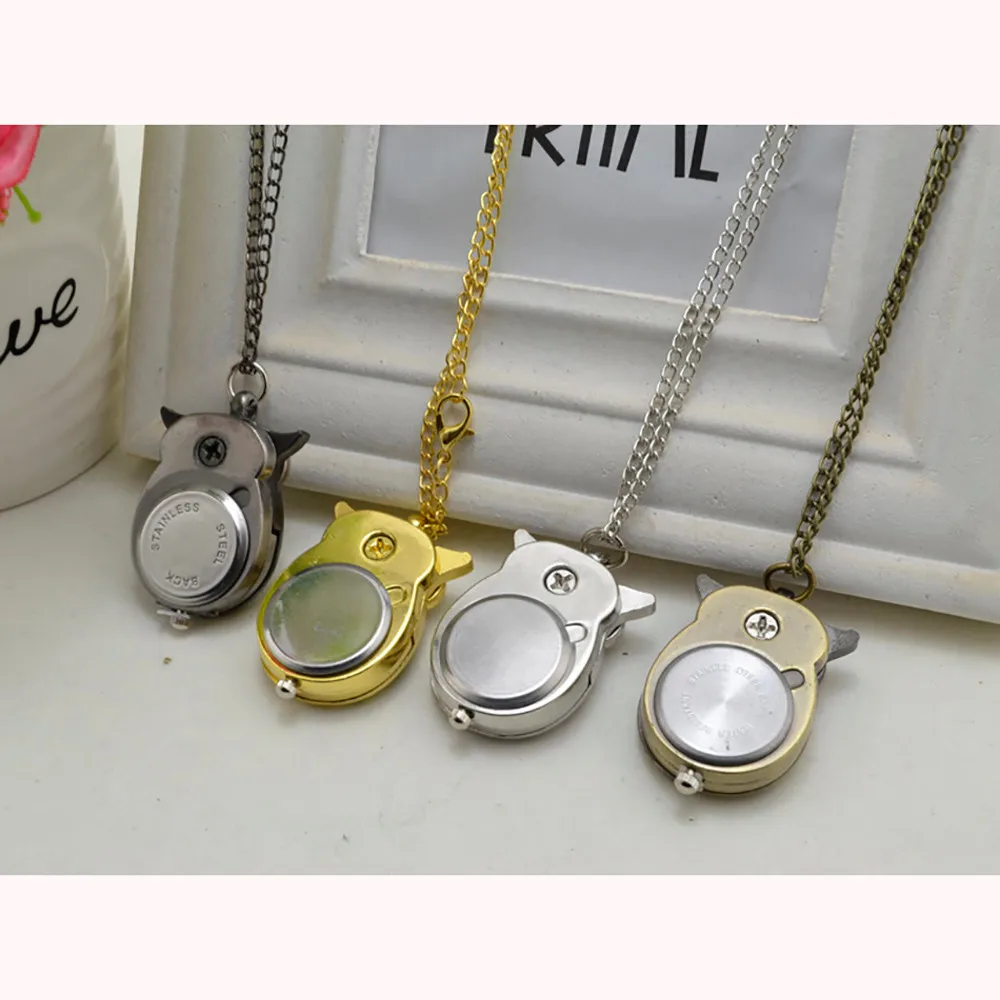 Карманные часы модные милые слайд сова длинное ожерелье с подвеской Аналоговый