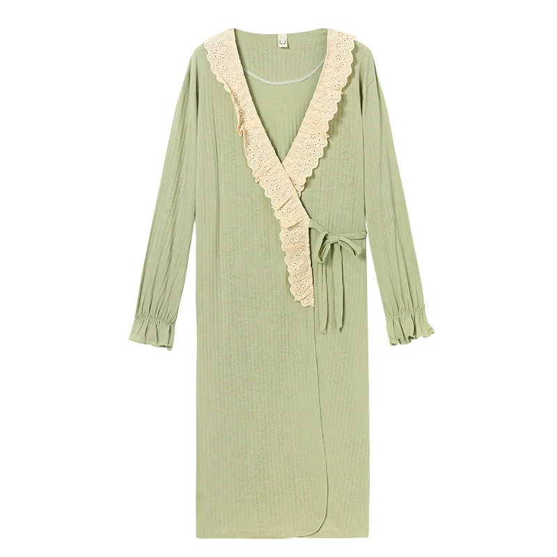 

Long Robe Female Cotton Nightgown Pajamas Nuisette Femme Bornoz Setleri Dormir Tops Bielizna Nocna Pajama Set Women Bathrobe