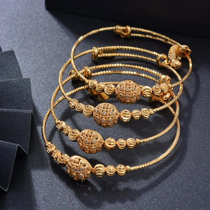 Модные браслеты в африканском стиле Эфиопия 24 к полые золотые для маленьких