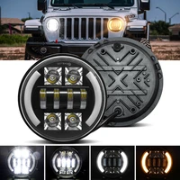 7 inch car led waterproof headlights hi lo beam for jeep wrangler driving work light automobiles parts accessories