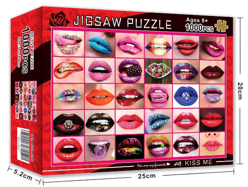 

1000pcs Jigsaws Multicolored sexy lips Scenery Photo for Family Game Children Adult Relief Stress Toy Hotel Room Decoration
