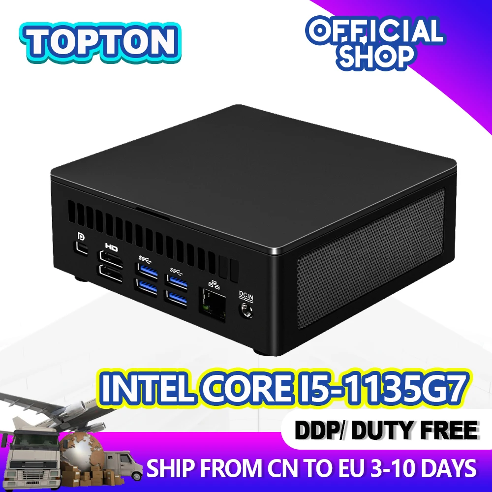 Дешевый мини-ПК 11-го поколения Core i5-1135G7 4 * 2 DDR4 M.2 NVMe NUC компьютер Windows 11/10 Linux WiFi