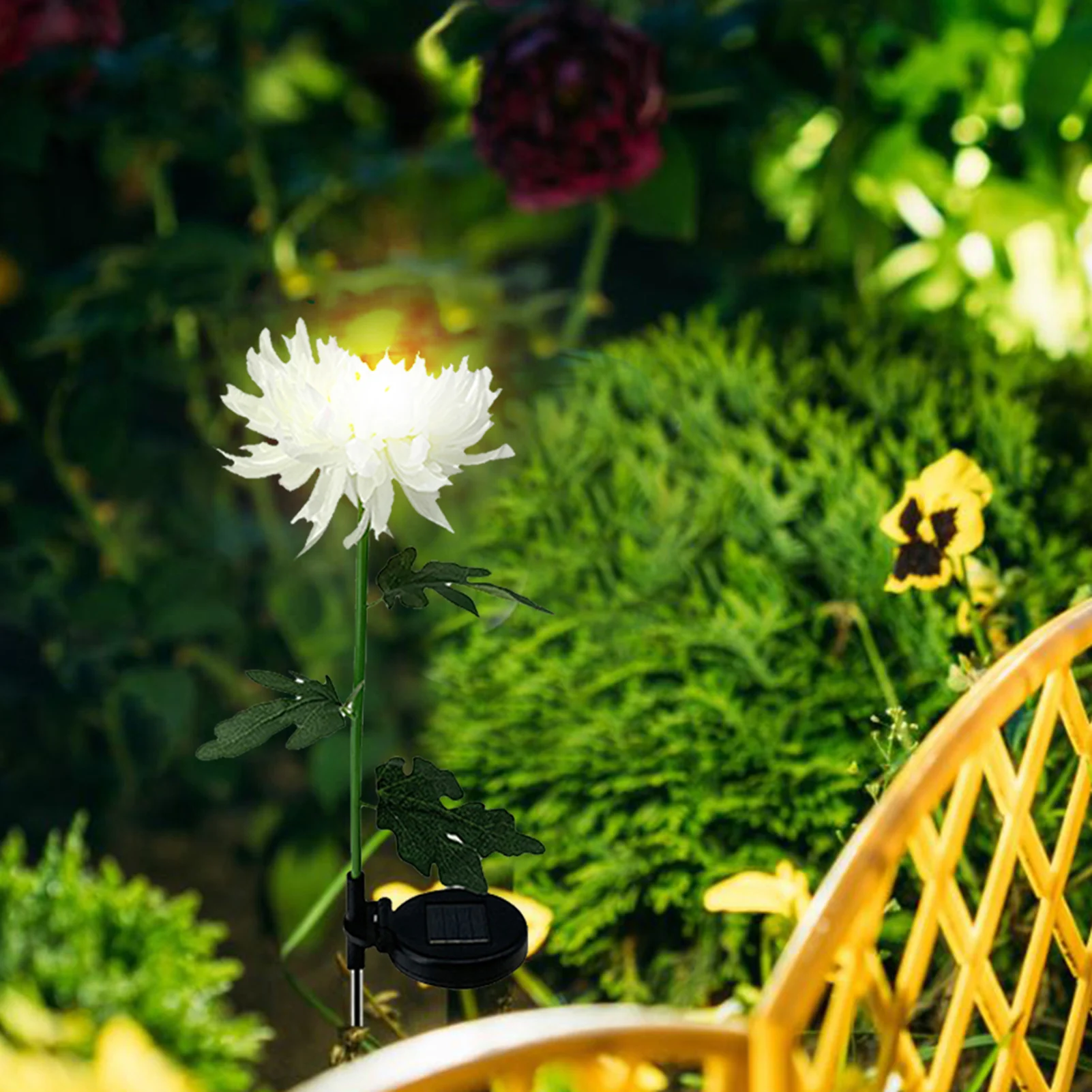 

Chrysanthemum Solar Light LED Lamp Outdoor Garden Simulation Flower Lawn Light Plug-In Garden Land Lamp Light Garden Decor