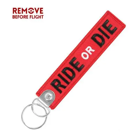 RIDE OR DIE 2 Новинка, брелок для ключей, брелок Bijoux, брелок для мотоциклов и автомобилей, брелок для ключей с вышивкой - Цвет: RIDE OR DIE 2
