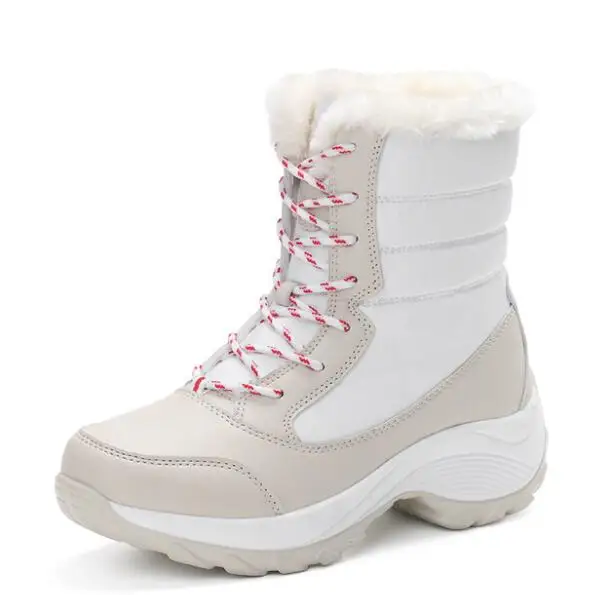 Женские высокие ботинки для снежной погоды водонепроницаемые из хлопка теплые