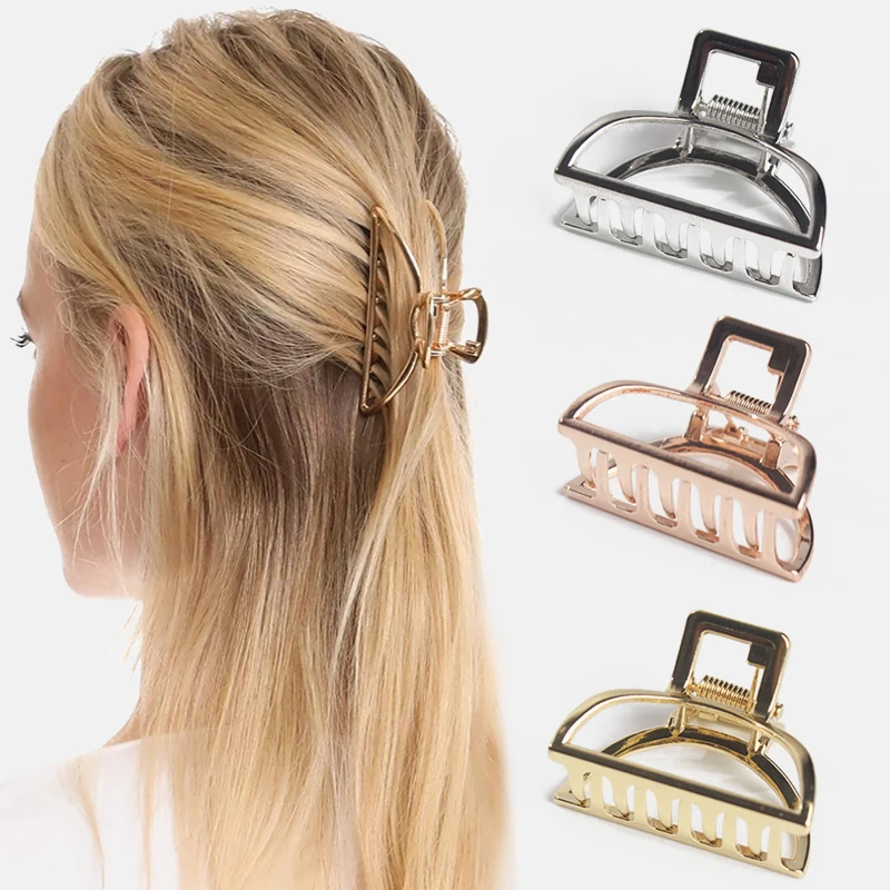 

2020 Woman Clamps Hair Crab Claws Geometric Moon Shape Hair Clip Girl Hairpin Hair Claw Solid Color Hair Accessories Headwear