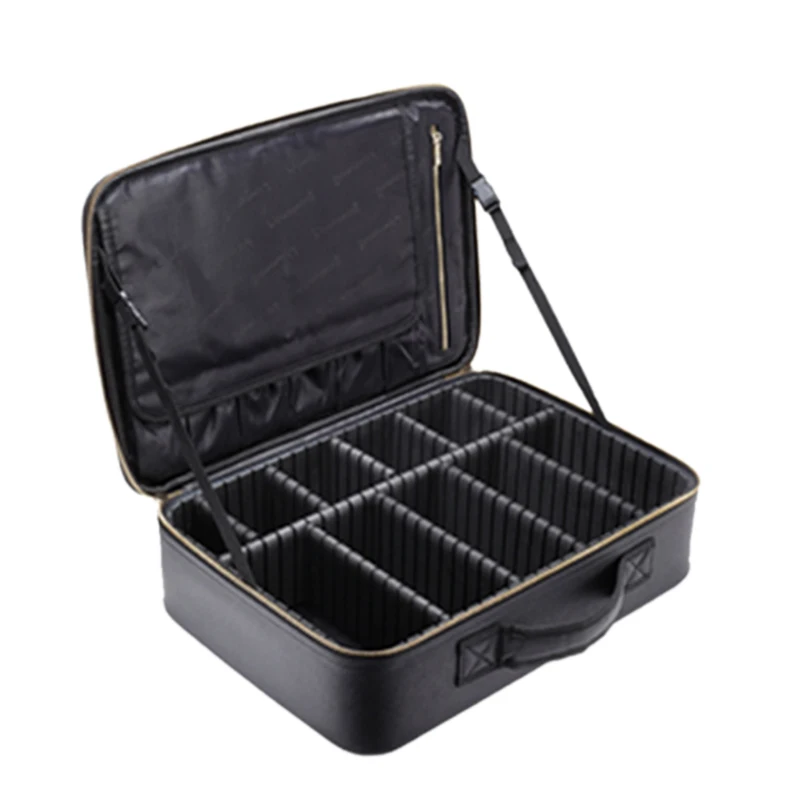 

NEW-Rownyeon Makeup Box Travel Makeup Bag Cosmetic Storage Bag Makeup Box Adjustable Partition Makeup Brush BW L