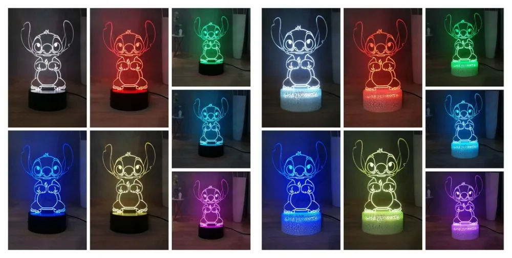Милые Прошитые светодиодный Ночной светильник мультфильм Акриловые RGB многоцветный USB 3D Иллюзия ночной сон лампа лучший подарок на год