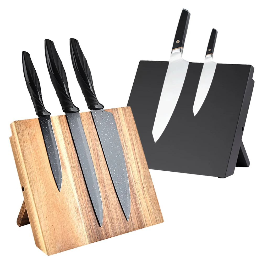 

Magnetic Knife Block Natural Wood Knife Organizer Block Oblique Knife Dock Kitchen Scissor Holder Strongly Magnetic