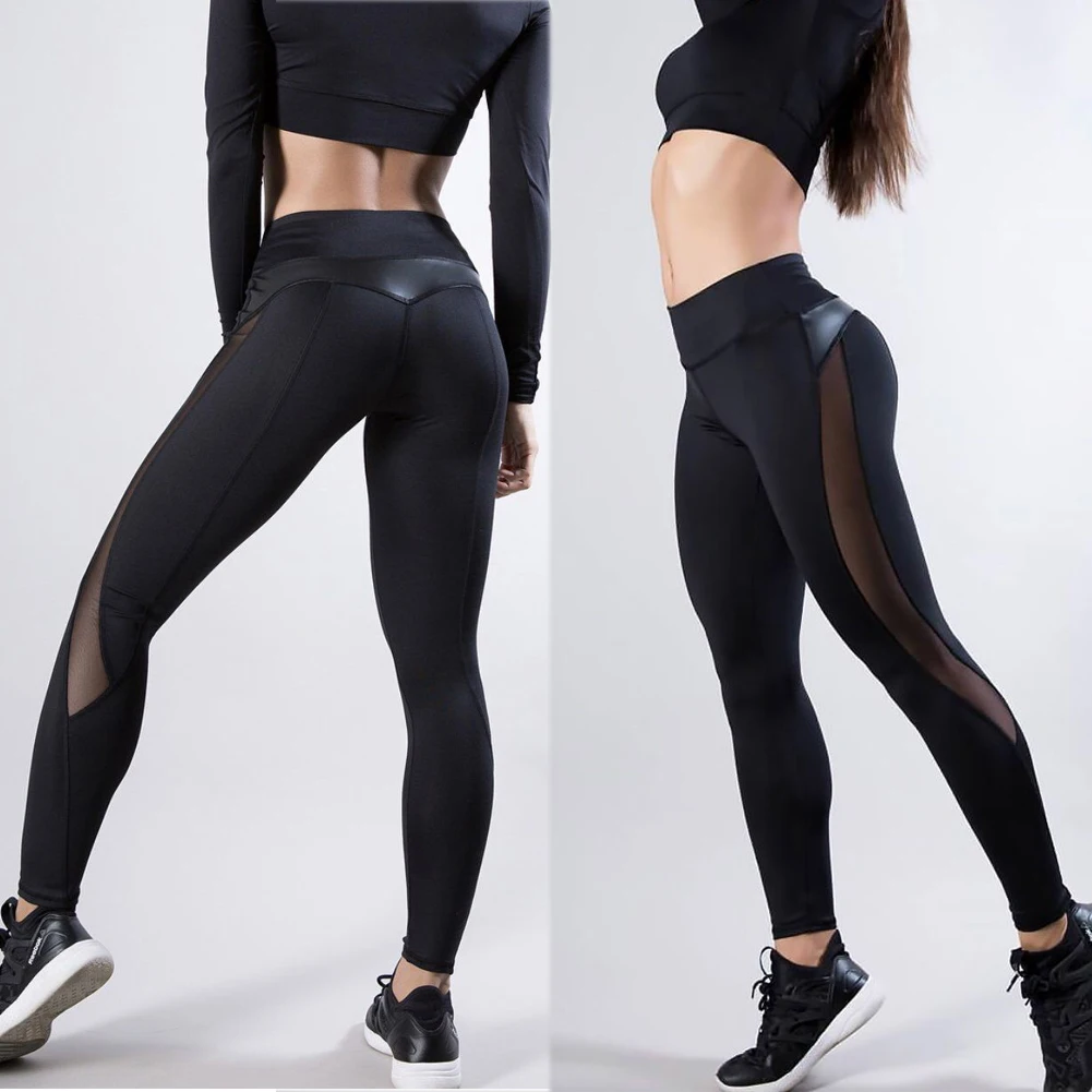 

Hot Sale Lady Running Stretch Sport High Waist Long Pants Fashion Women Sexy Solid Patchwork Fitness Leggings Trousers