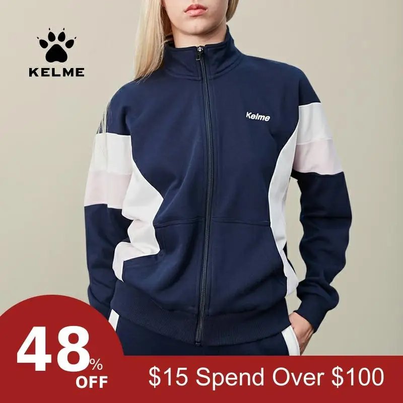 Kelme женский спортивный тренировочный трикотажный жакет для бега куртка с длинным рукавом для отдыха 3682051