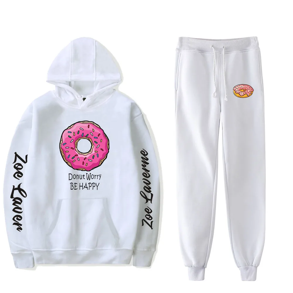 

Harajuku Zoe Laverne Hooded Sweatshirt Sweatpants TwoPiece Tie Pants Casual Set Fashion Street Cotton Polyester Fabric Clothes