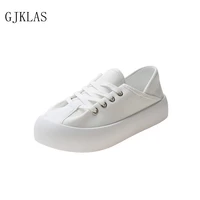 black white pink shoes women cute chunky sneakers woman flats new fashion lace up vulcanize shoes mujer canvas shoes platform