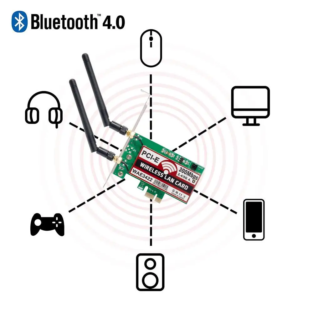 Двухдиапазонная 2 4 ГГц/5 ГГц PCIe 300 Мбит/с беспроводная сетевая карта WLAN Wi Fi адаптер