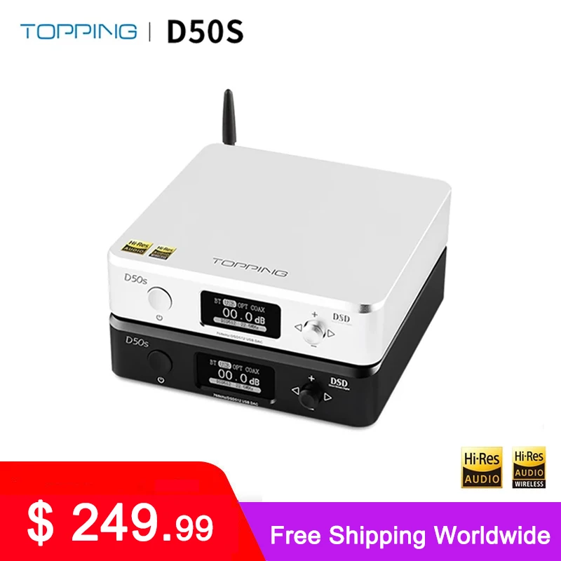USB ЦАП TOPPING D50S два канала ES9038Q2M Bluetooth 5 0 Hi Fi настольный декодер res PCM 32 бит/768k DSD512
