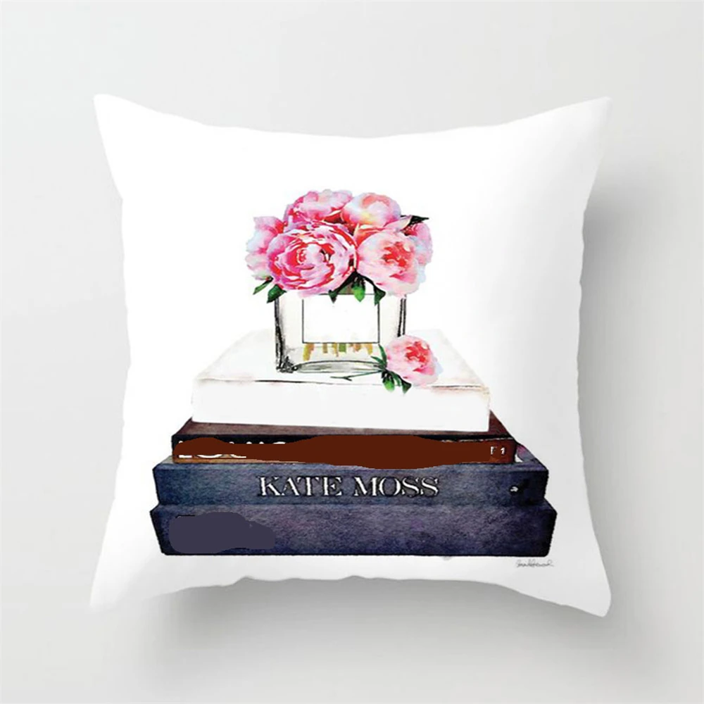 Новая ручная роспись с цветочным принтом в виде флаконов парфюма для подушек из хлопка и полиэстера размером 45*45 см наволочка Дома Декоративные диванные накидки на подушки