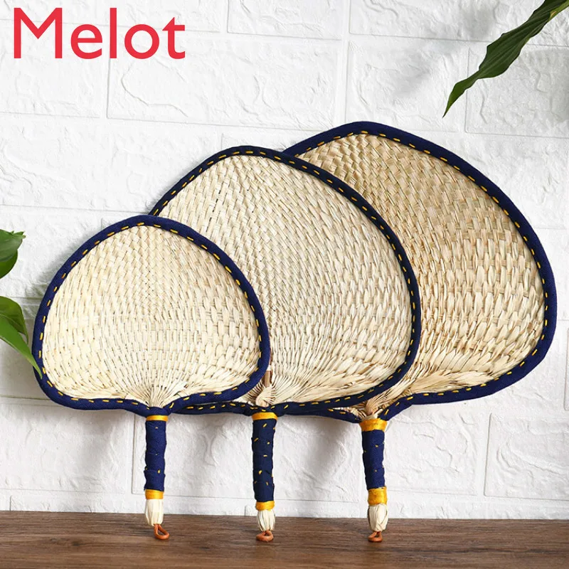 

Chinese Style Handmade Woven Fan Old-Fashioned Edging Household Hand-Cranked Summer Cool Portable Baby and Infant Small Fan