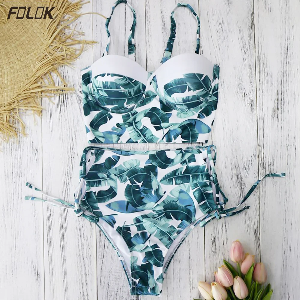 Новинка 2020 купальники с высокой талией женский купальник бикини бандажный