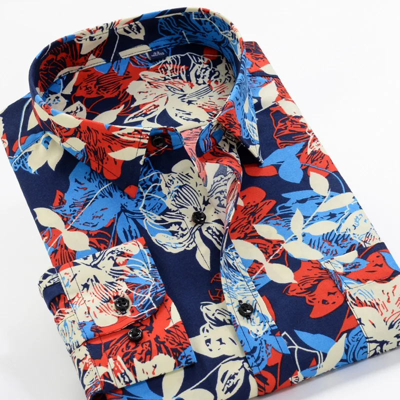 

Plus large size 7XL 8XL 9XL 10XL Men's Vintage Floral Print Long Sleeves Casual Shirt Male Oversized Hawaian Beach Shirts