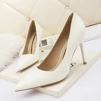 2021 pointed toe women khaki pumps high heels concise ol office lady spring autumn soft leather party wedding female shoes