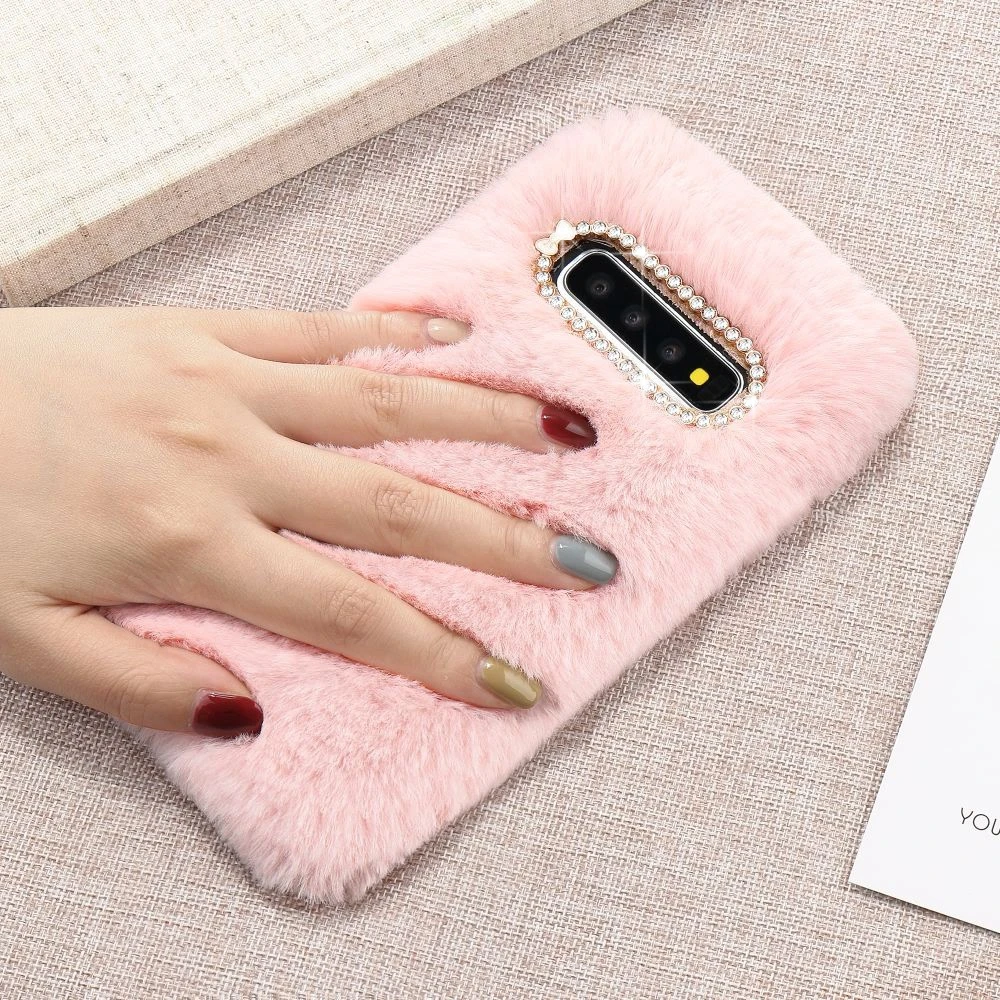 Милый теплый Пушистый чехол для Samsung S8 S9 S10 Plus S7 Edge S10e Note 9 10 A30 A40 A50 A21 A21S мягкий