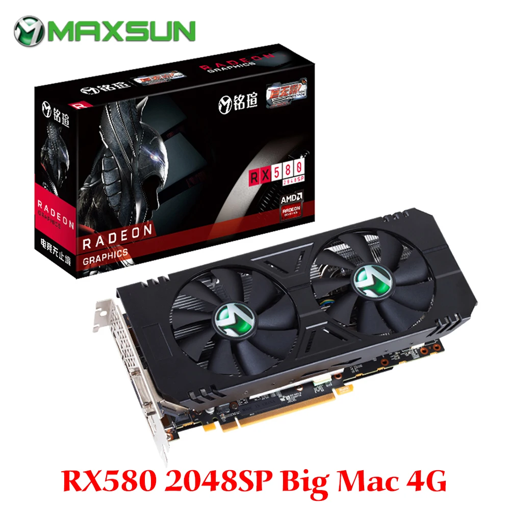 Видеокарта MAXSUN rx 580 4 Гб графический ПК gpu GDDR5 AMD 1168 1284 МГц 256 бит 7000 2048 единиц HDMI + DP * 3