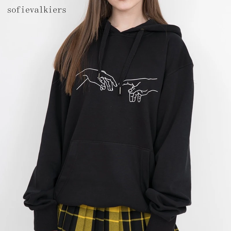 Женская толстовка с капюшоном Creation Hands Harajuku джемпер длинным рукавом в стиле пачка