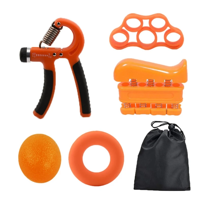 

5Pcs Adjustable Hand Grip Strengthener Set Finger Forearm Strength Exercise Band