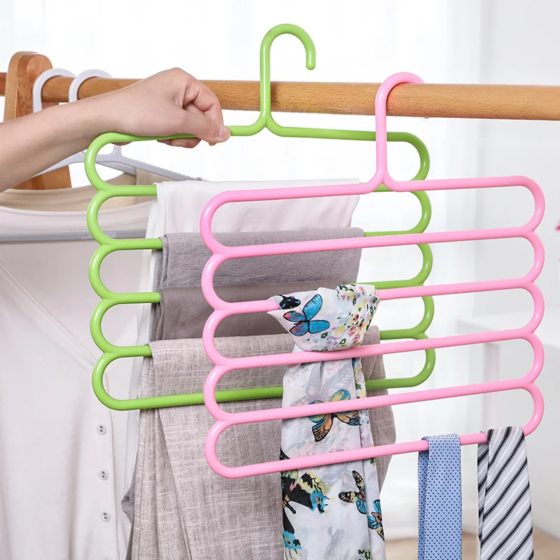 

1PCS Closet Organizer Hanger Five Layers For Pants Plastic Hanger Home Supplies Wardrobe Storage Organizer Clothes Rack Hangers