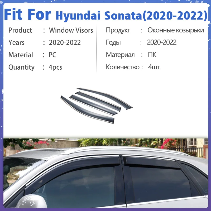 Window Visor Guard for Hyundai Sonata 2020-2022 Vent Cover Trim Awnings Shelters Protection Sun Rain Deflector Auto Accessories |