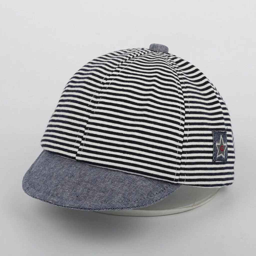 

0-1Years Baby Cotton Stripe Baseball Hats Toddler Baby Girl Boy Cute Letter Soft Eaves Baseball Cap Sun Beret Hat Striped