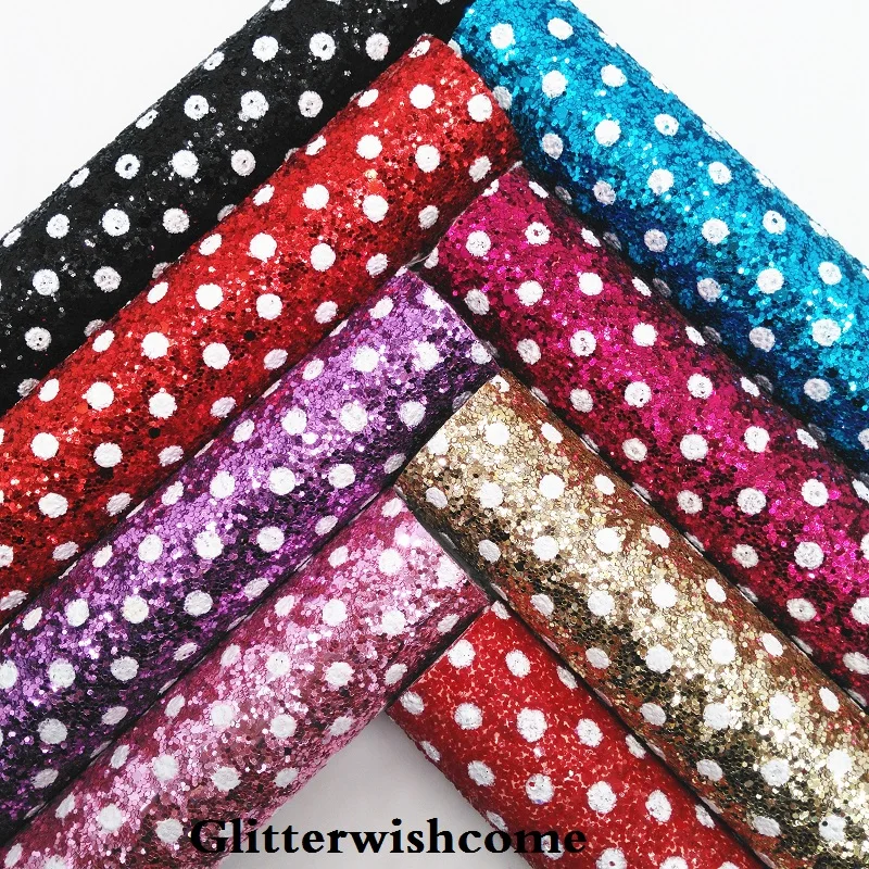 Glitterwishcome 21X29 см A4 размер винил для бантов Печатный горошек массивный блеск кожа ткань винил для бантов, GM192A