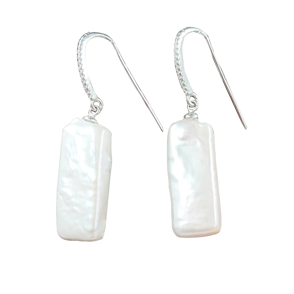 

Серебряные серьги 925 пробы, 100% натуральный пресноводный жемчуг-Большой Прямоугольник в стиле барокко Жемчуг, 10x25 мм, доступны белый, розовый,...