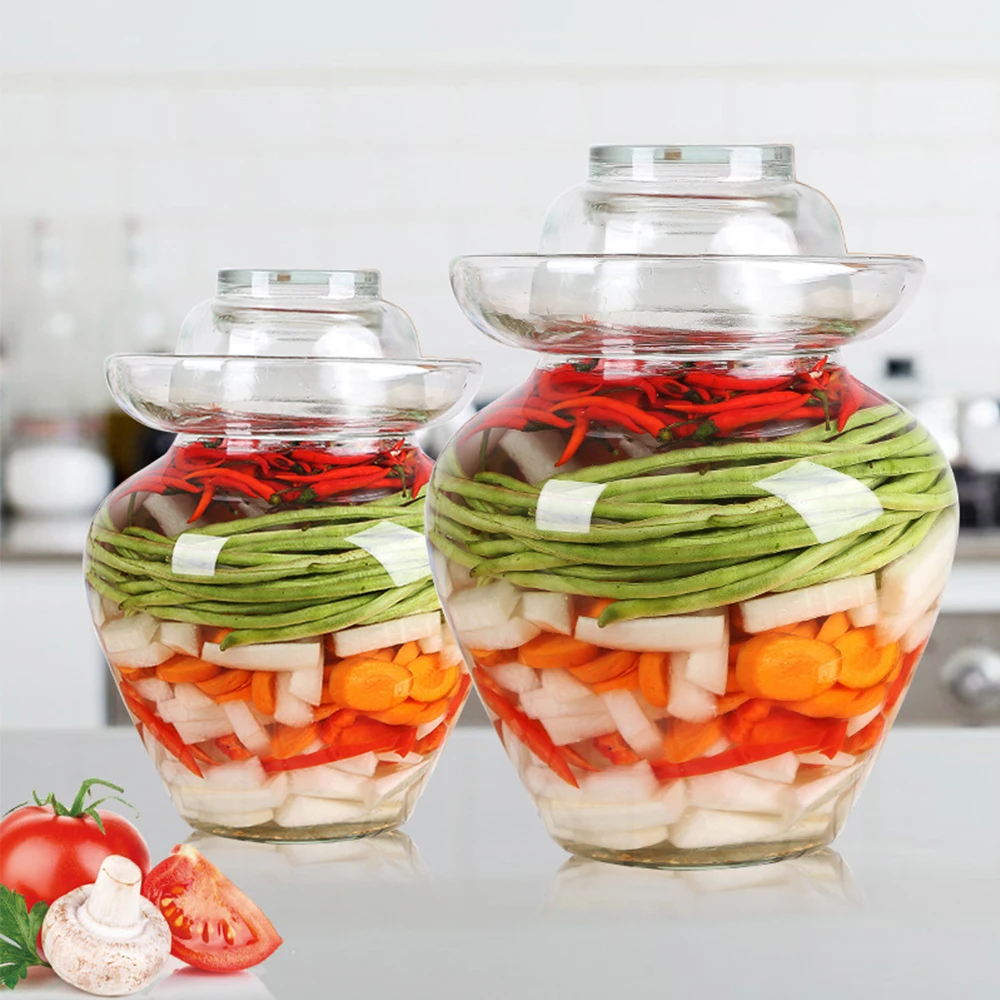 

2.5/5KG Korea Glass Container Kimchi Jar Household Pickled Jar Kimchi Storage Container Pickles Cylinder Sealed Cans For Home