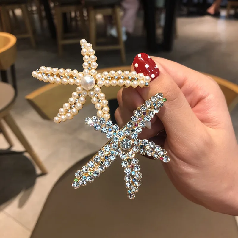 

Oaoleer Korean Starfish Hair Clips Ins Pearl Diamond Fashion Hairpins Barrettes For Girls Women Elegant Hairgrips Accessories