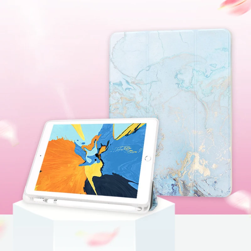 Чехол для iPad 7 го поколения с подставкой карандашом и мраморной Mini 4 5 Air 3 10 2019 1 2 2017