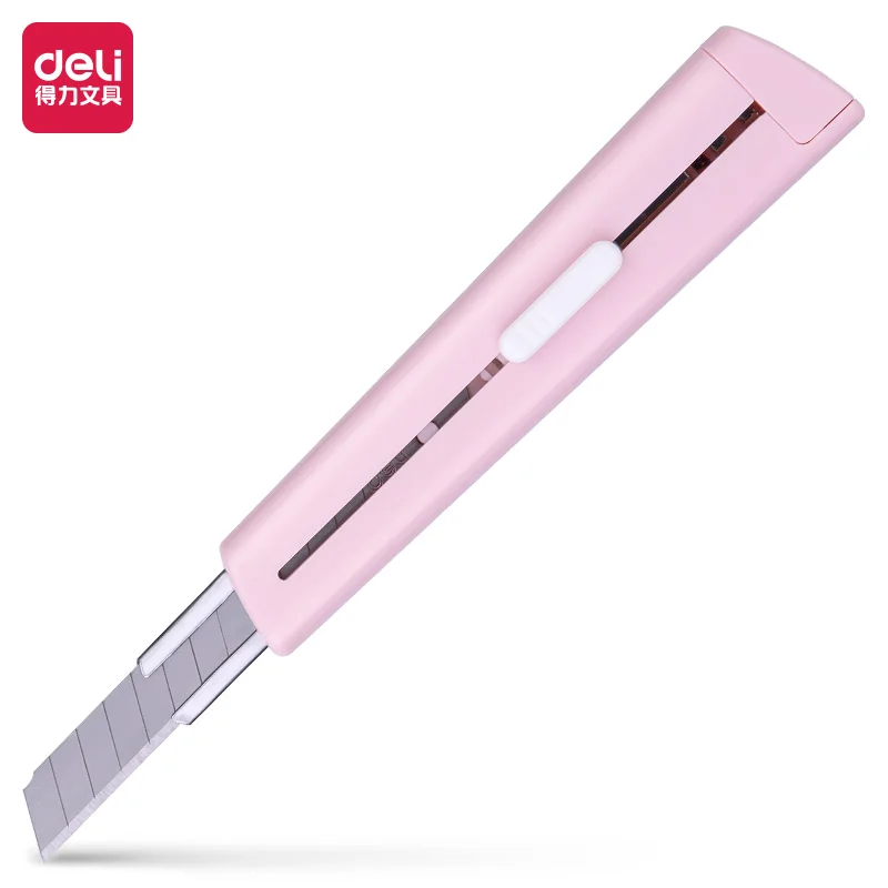 Deli 2038 Light red art knife Portable Utility Knife Paper Cutter Cutting Paper Razor Blade Office Stationery Papelaria Escolar