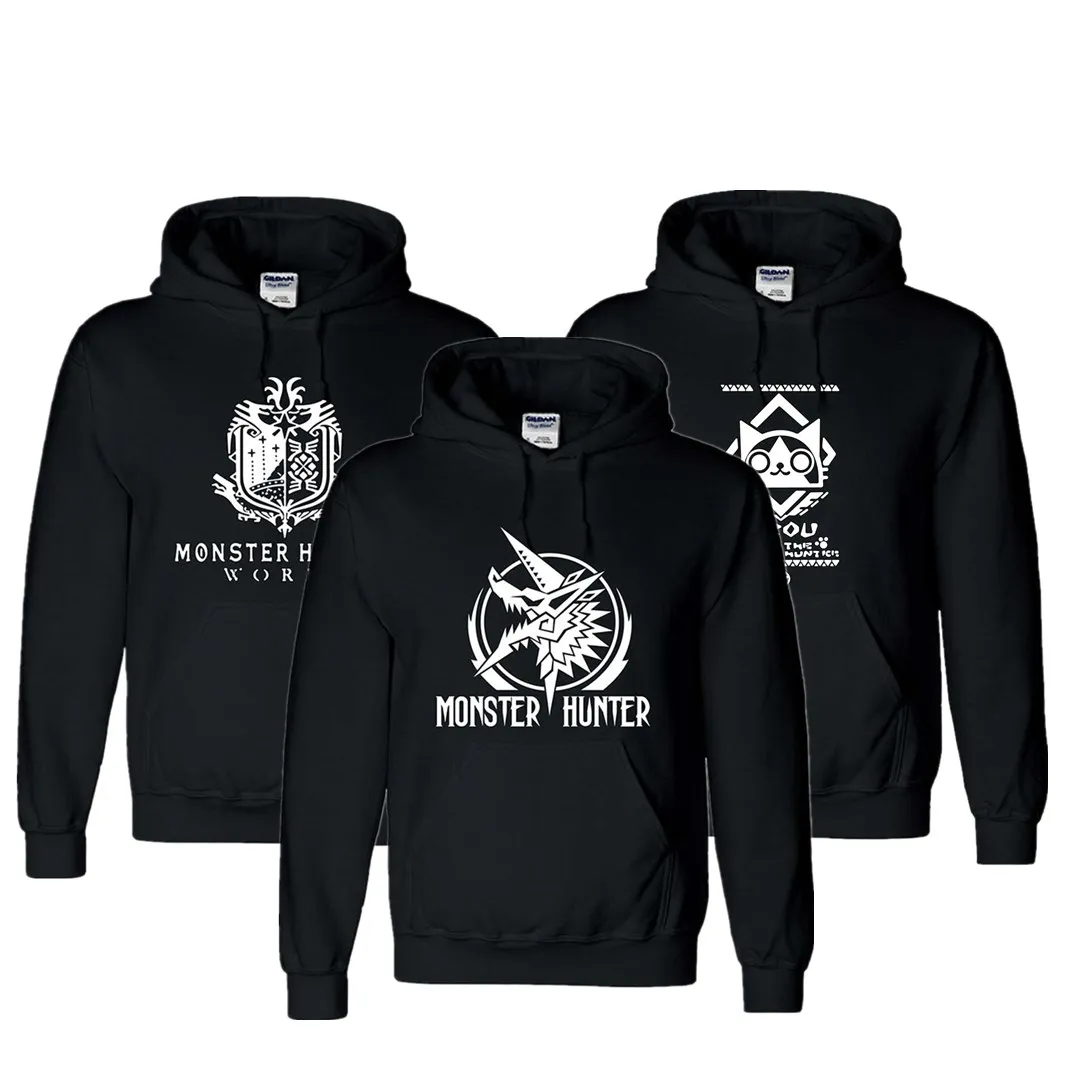 

Толстовка для косплея Monster Hunter, черная хлопковая толстовка с капюшоном и 3D-принтом, Женская куртка