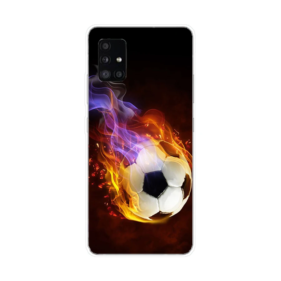 147SD Fire футбол мяч Мягкий Силиконовый ТПУ чехол для телефона Samsung Galaxy A01 A10 A31 A40 A41 A51