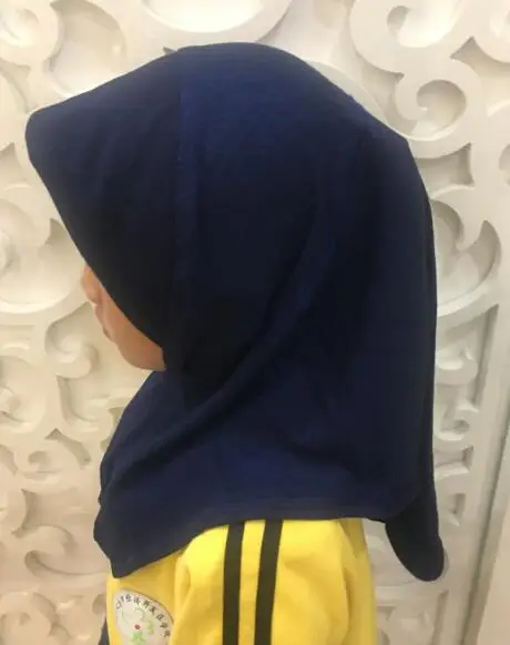 Navy Blue Мусульманские дети девочки хиджаб Амира исламский головной платок шарф арабский один кусок шляпа Лоскутная Шея крышка тюрбан Рамадан банданы - Цвет: Navy Blue