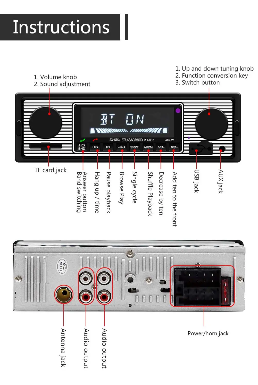 Автомобильное радио 1 din Bluetooth ретро MP3 мультимедийный плеер AUX USB FM Play винтажный
