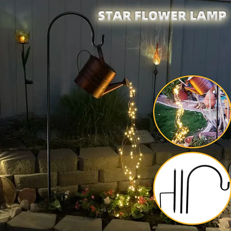 

Star Shower Garden Art LED Light Watering Can Light Solar Waterfall Starlight Outdoor Garden Decor Lamp Yard Romantic Decoration