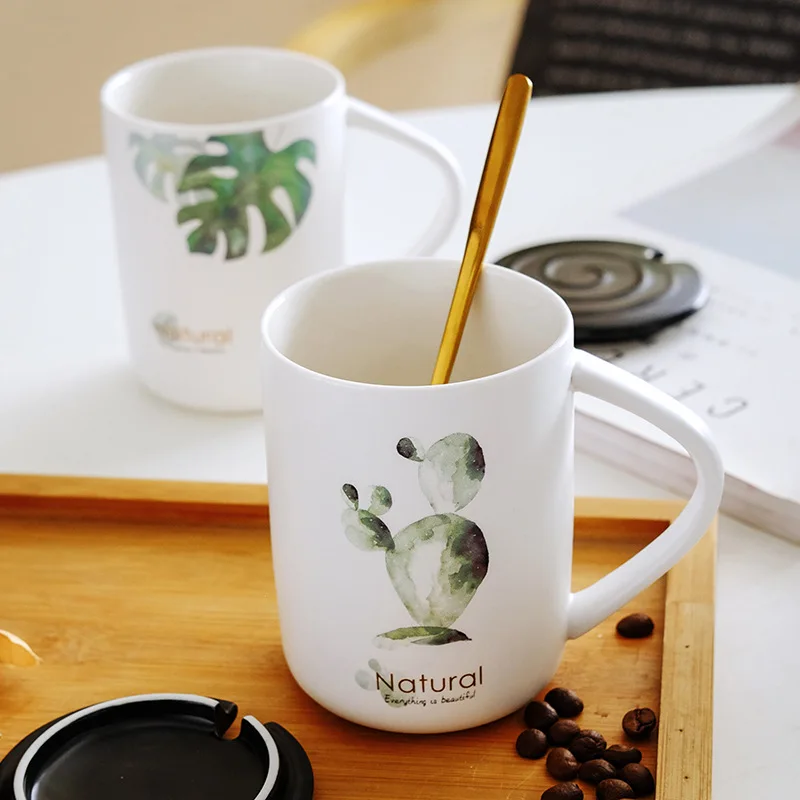 400 мл креативная керамическая кофейная кружка с крышкой и ложкой кофейные чашки