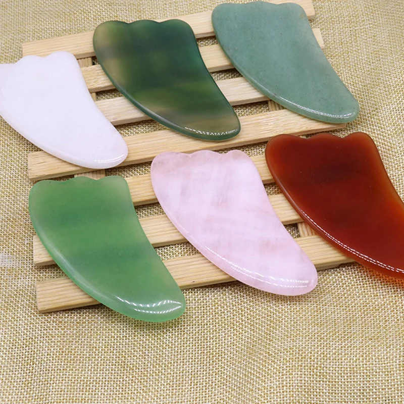 Гуаша из розового кварца скребок натурального камня китайский инструмент Gua Sha