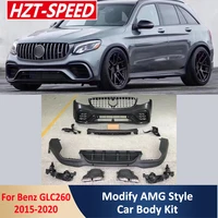 amg style car body kit unpainted pp front rear bumper lip diffuser exhaust pipe tail throat for benz w221 glc200 260 300 2015 20