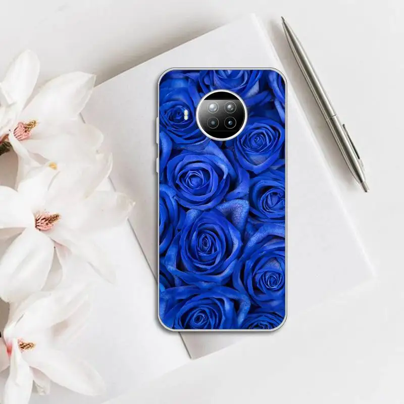 

Blue rose Phone Case Transparent for Xiaomi mi note 10 8 9 t HUAWEI p30 40 11 Samsung S 8 9 10 20 pro lite