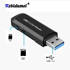 Смарт-кардридер Kebidumei, USB 3,0, OTG, Type C, адаптер, мини-кардридер для Micro SD, TF, CF, MS, для компьютера, ноутбука