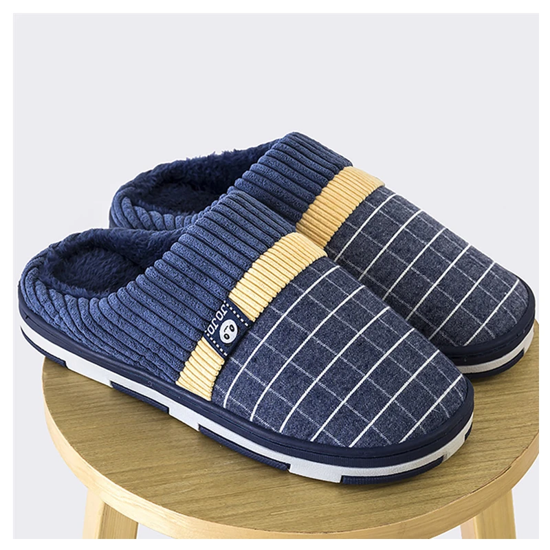 Зима 2019 Новинка теплые мужские тапочки короткие плюшевые домашние из флока для