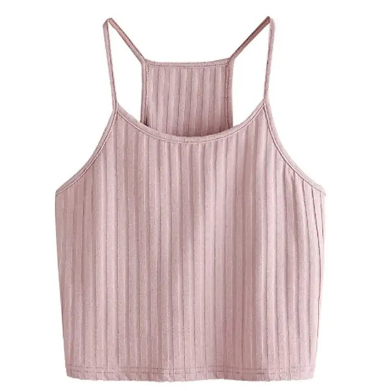 Женский базовый сексуальный укороченный топ без рукавов с ремешками на спине