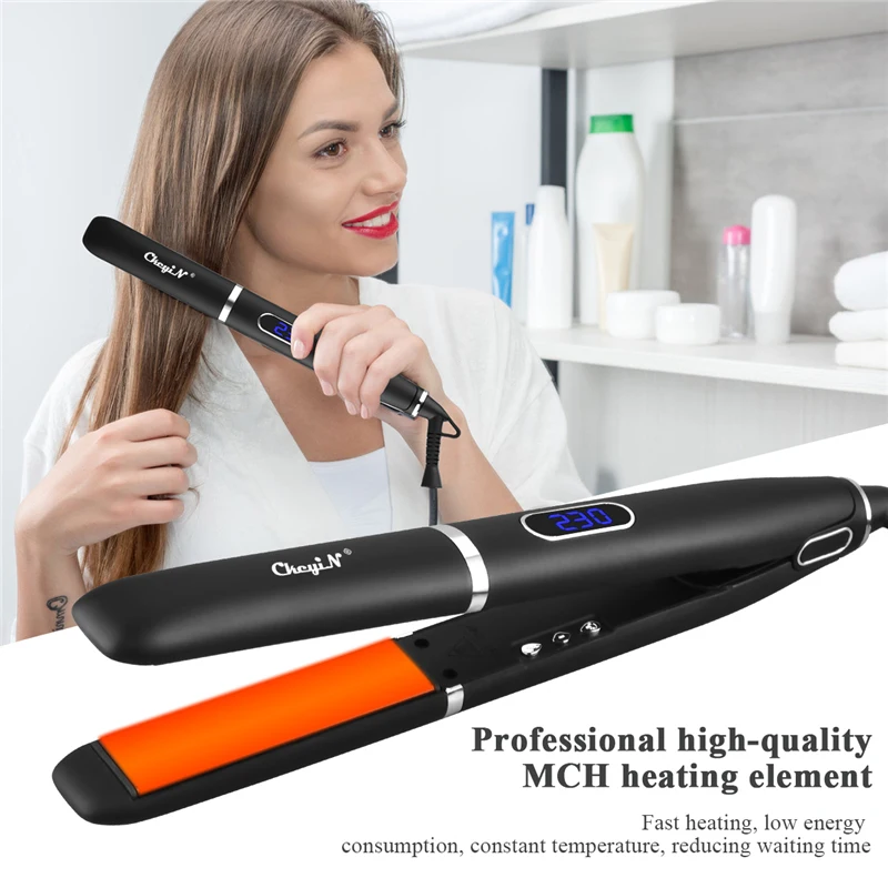 

CkeyiN 2 In 1 Professional Hair Straightener Curler Plate Ceramic Fast Heating LED Display Straightening Curling Irons Tools 50